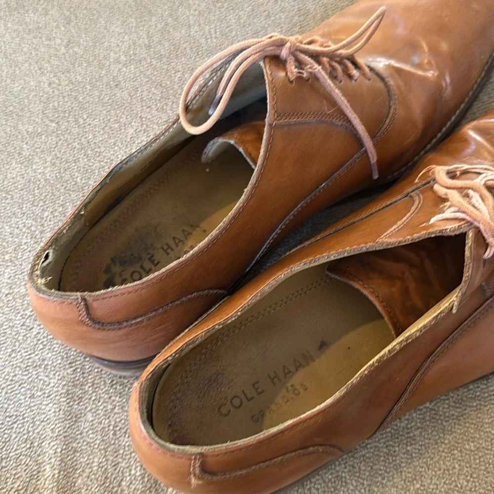 Cole Haan Grand OS Size 10 Brown Leather Oxford Dress Shoes C12849 (NH)